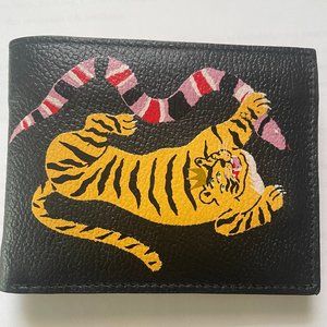 Min & Mon Leather Wallet with handpainted Tiger and Snake